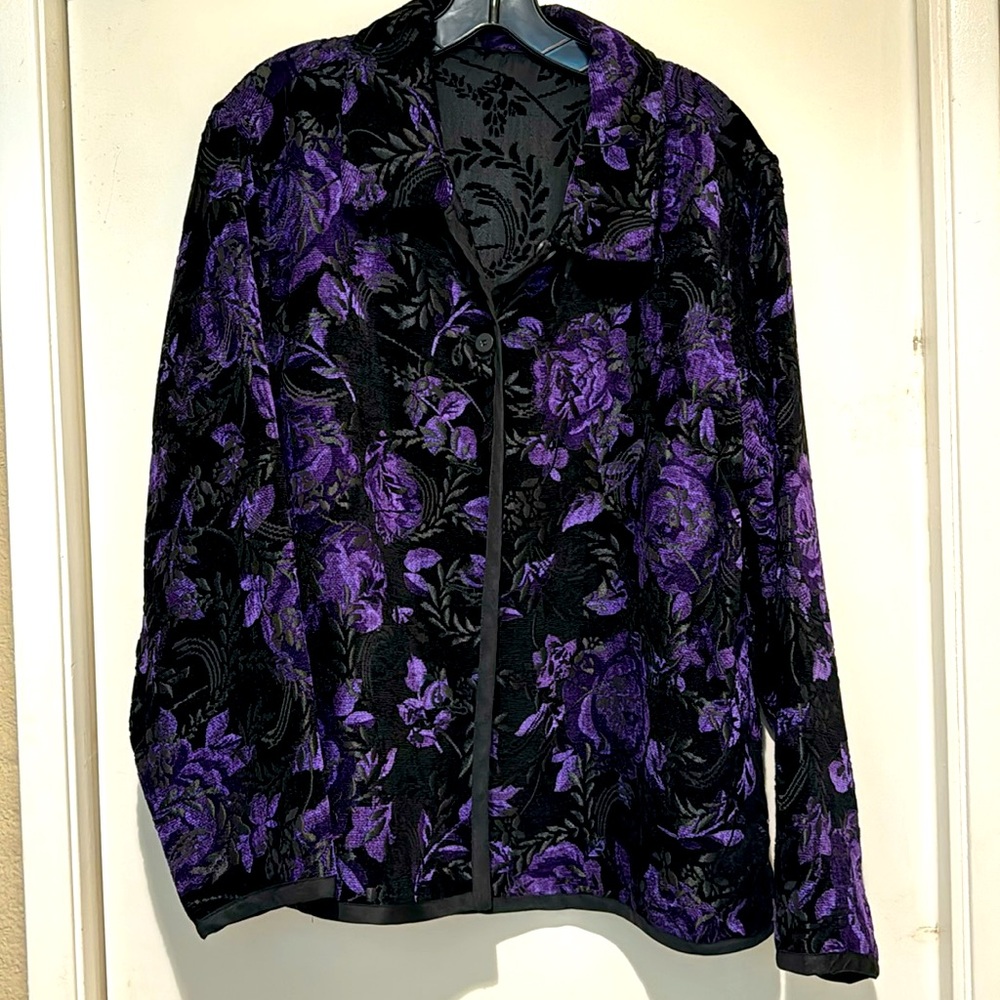 Chicos Reversible jacquard jacket size XL